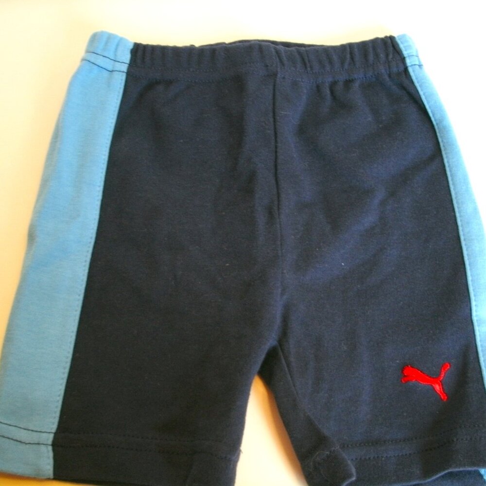 Puma Boys Shorts Navy Blue Athletic Gym Pull On Baby Size 0-3 Months
